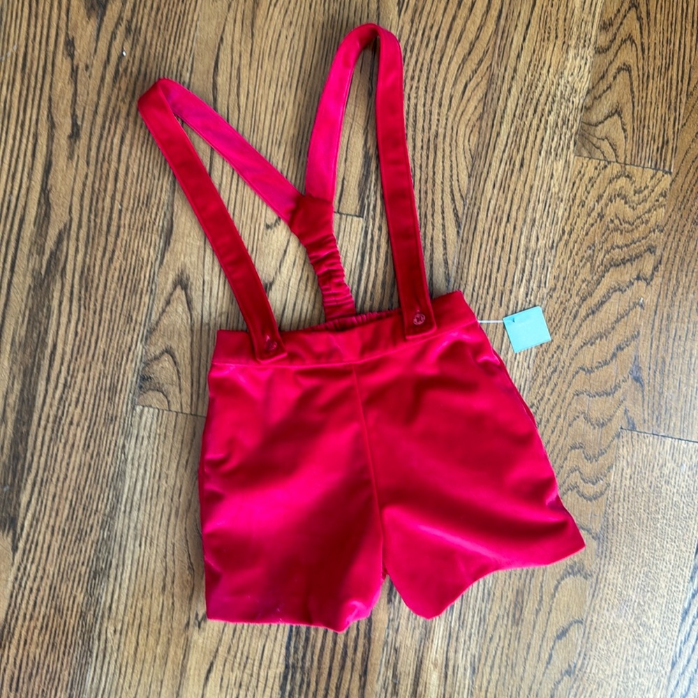 Dondola Red Velvet Shorts Bloomers w/ Braces Boy Girl Size 3